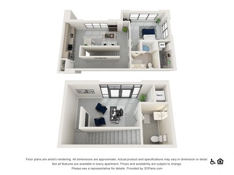 Floor plan for 1 bed, 1 bath, 1268 sqft
